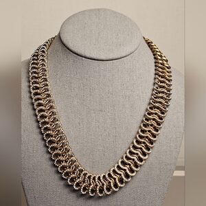 [J. Crew] Vintage Gold Rhinestone Studded Statment Collar Necklace